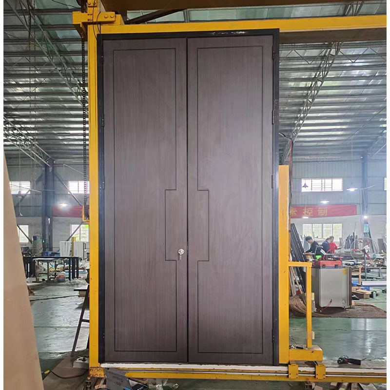 Green Glass Commercial Steel Frame Wood Door